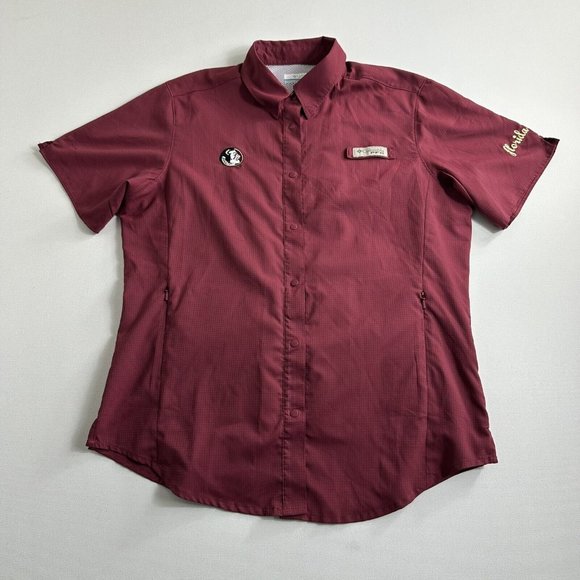 Columbia PFG FSU Florida‎ State Seminoles Button Up Short Sleeve Shirt Womens M - Picture 1 of 10